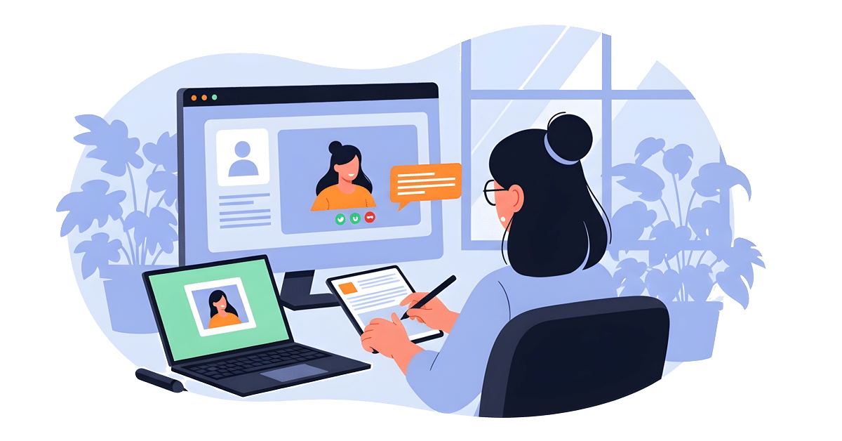 illustration of professional on video meeting